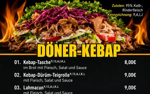 Speisekarte Döner-Kebap
