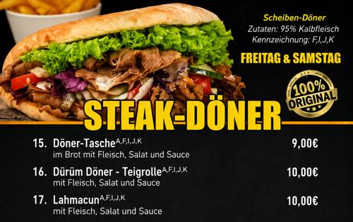 Speisekarte Steak-Döner