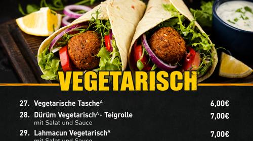 Speisekarte Vegetarisch